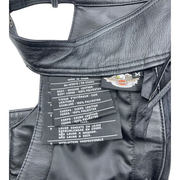Harley Davidson Leather Chaps Women's Medium Genuine Leather HD Riding Chaps - Picture 3 of 4